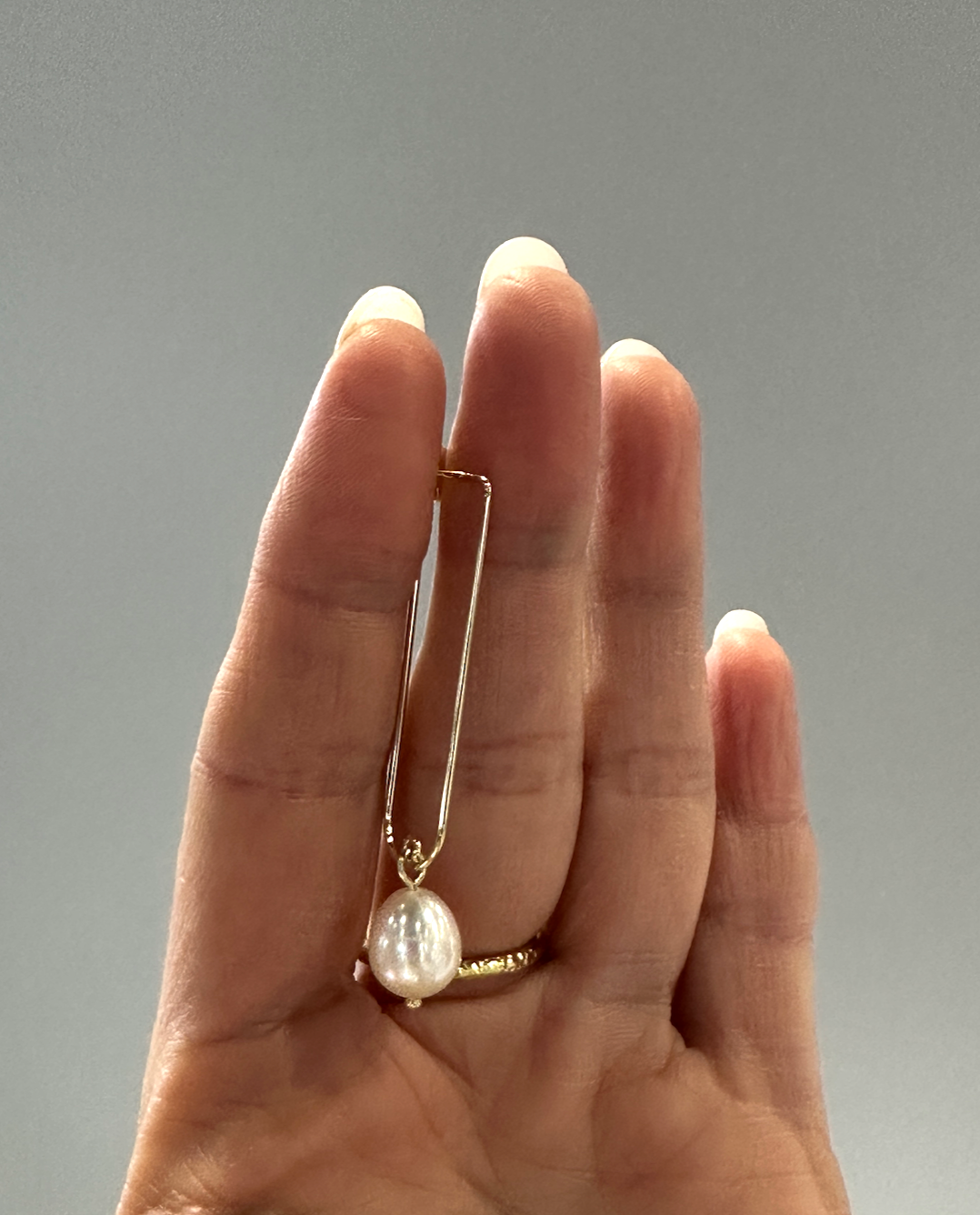 Pearl and Paperclip Hoop Earring