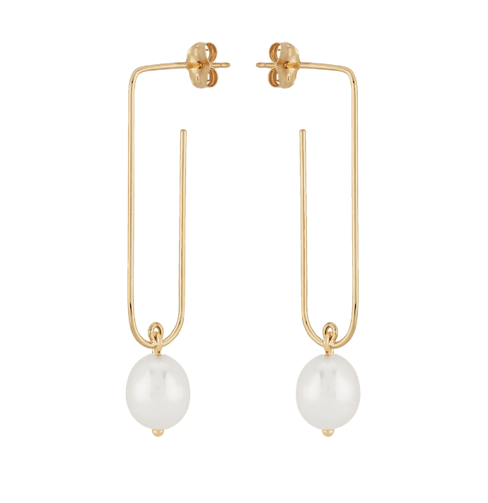 Pearl and Paperclip Hoop Earring