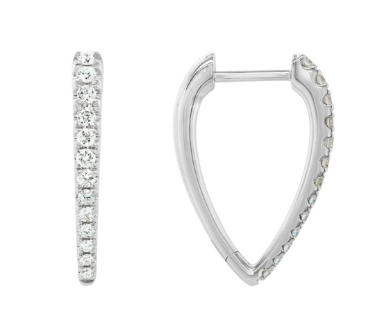 Small Diamond Pointed Hoops in White Gold - .36 ctw