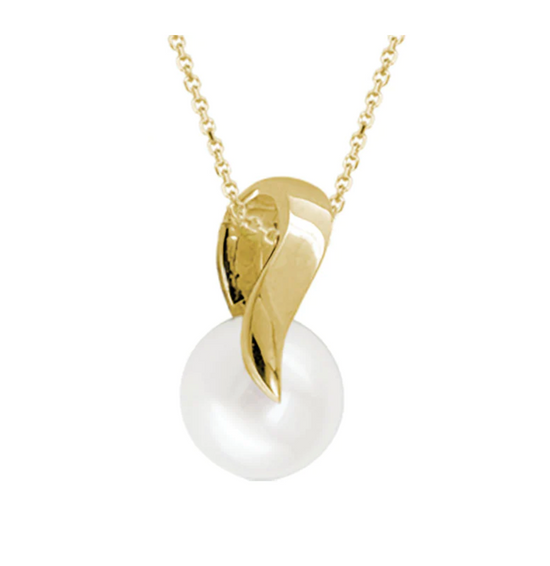Pearl and Gold Ribbon Necklace