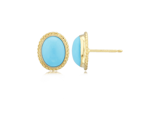 Load image into Gallery viewer, Turquoise Oval Studs with Rope Detail
