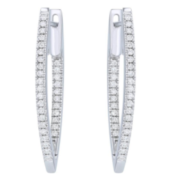 Diamond Pointed Inside Outside Hoops with .50 ctw