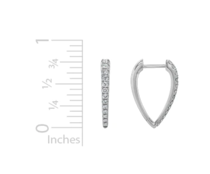 Load image into Gallery viewer, Small Diamond Pointed Hoops in White Gold - .36 ctw

