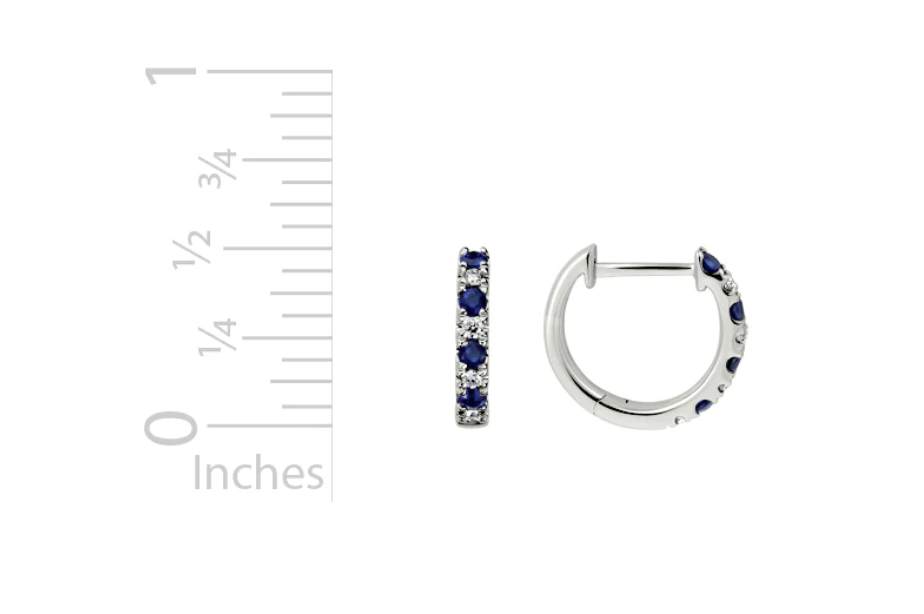 Blue Sapphire and Diamond Huggie Earrings