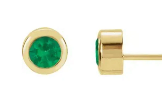 Emerald Bezel Set Studs