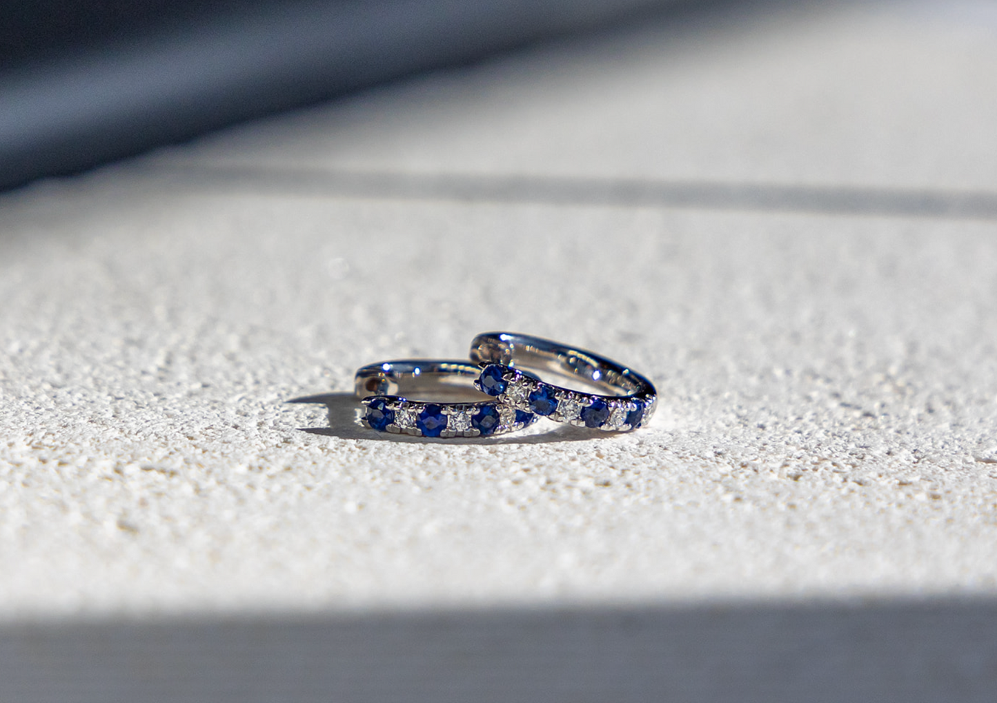 Blue Sapphire and Diamond Huggie Earrings