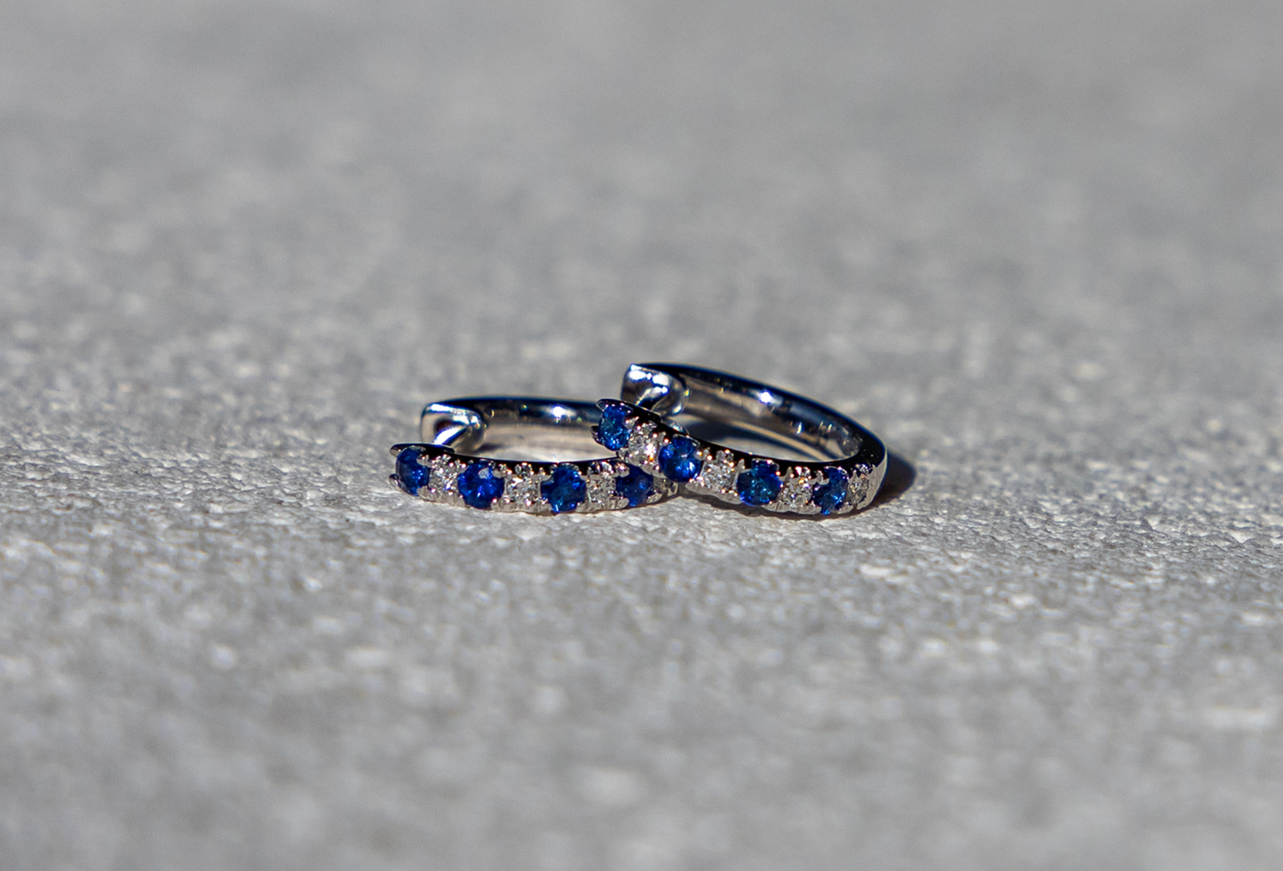 Blue Sapphire and Diamond Huggie Earrings