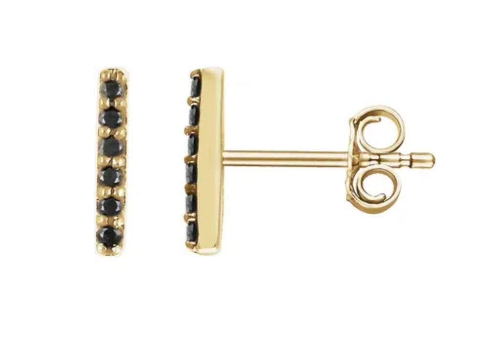 Black Diamond Bar Earrings