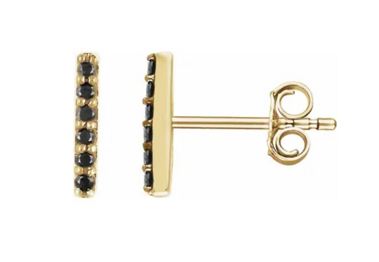 Black Diamond Bar Earrings