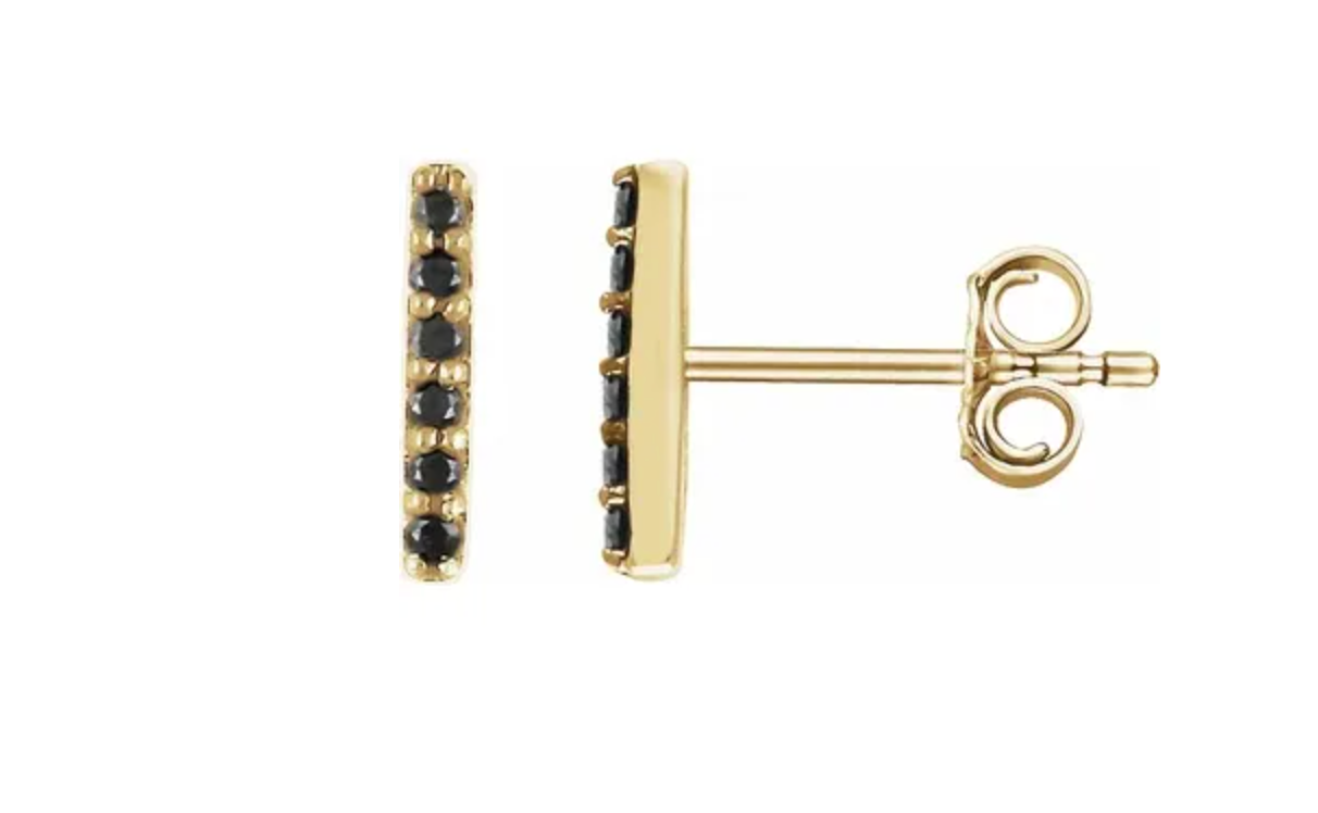Black Diamond Bar Earrings