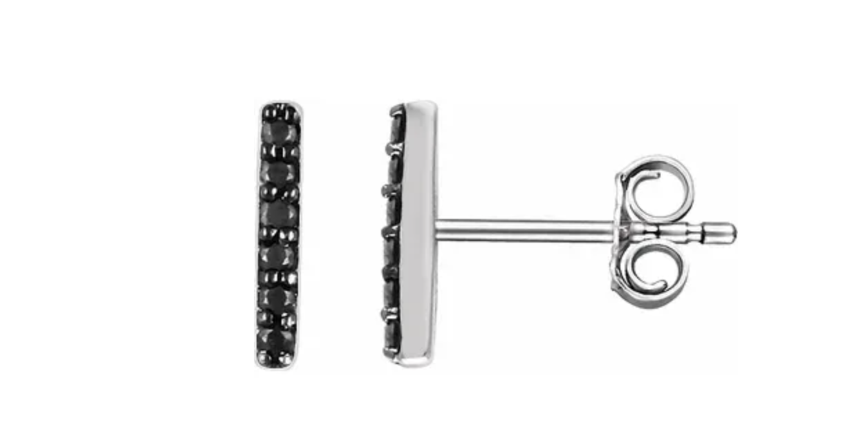 Black Diamond Bar Earrings