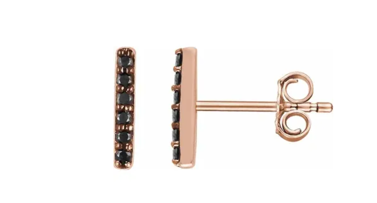 Black Diamond Bar Earrings
