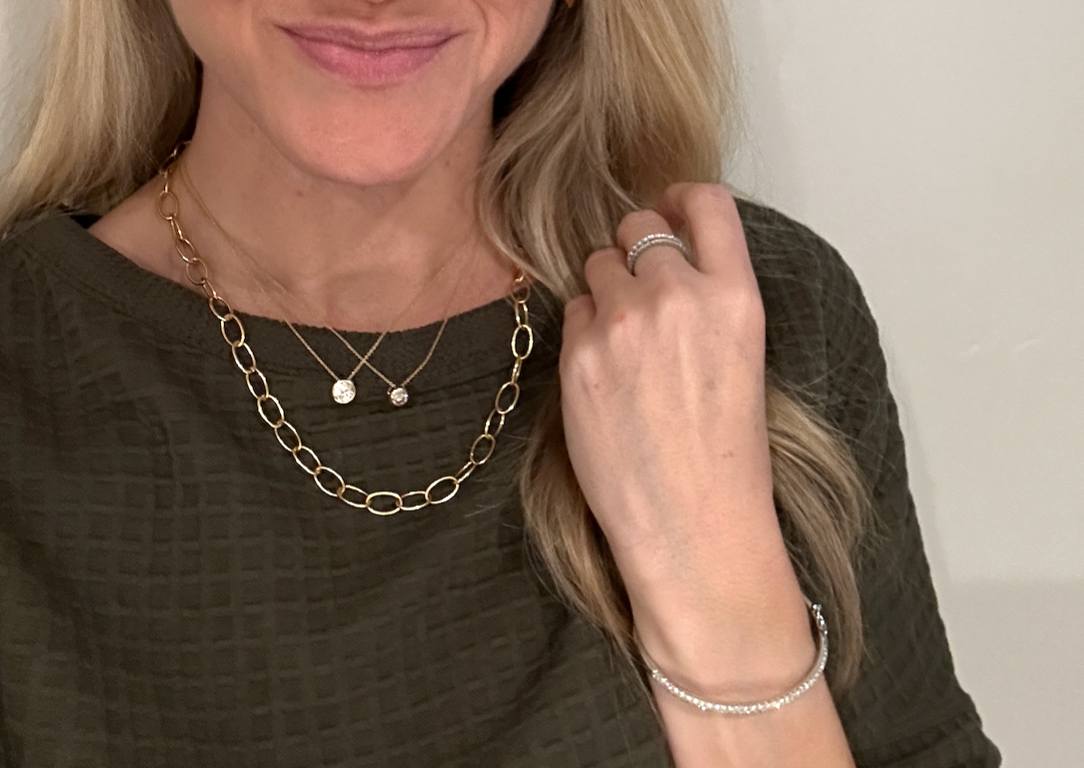 One Carat Bezel Diamond Necklace