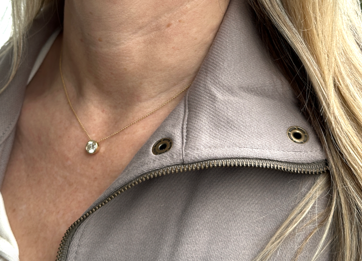 One Carat Bezel Diamond Necklace