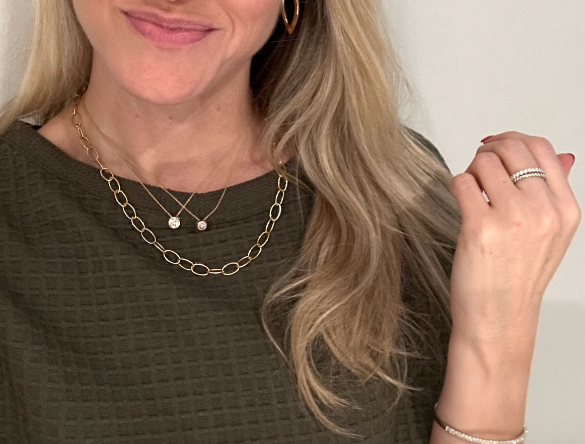 Half Carat Bezel Set Diamond Necklace