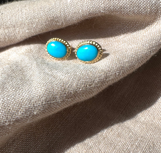 Turquoise Oval Studs with Rope Detail