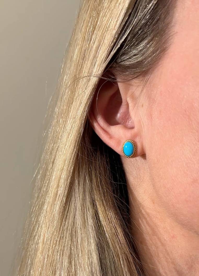 Turquoise Oval Studs with Rope Detail