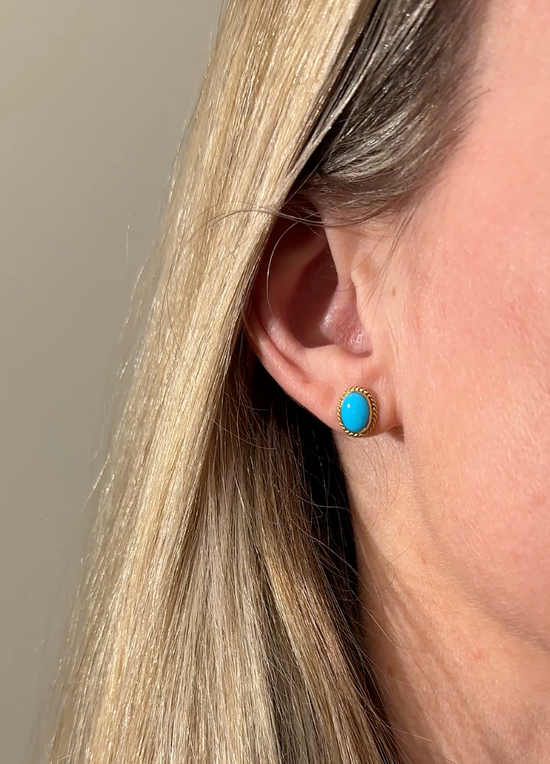 Turquoise Oval Studs with Rope Detail
