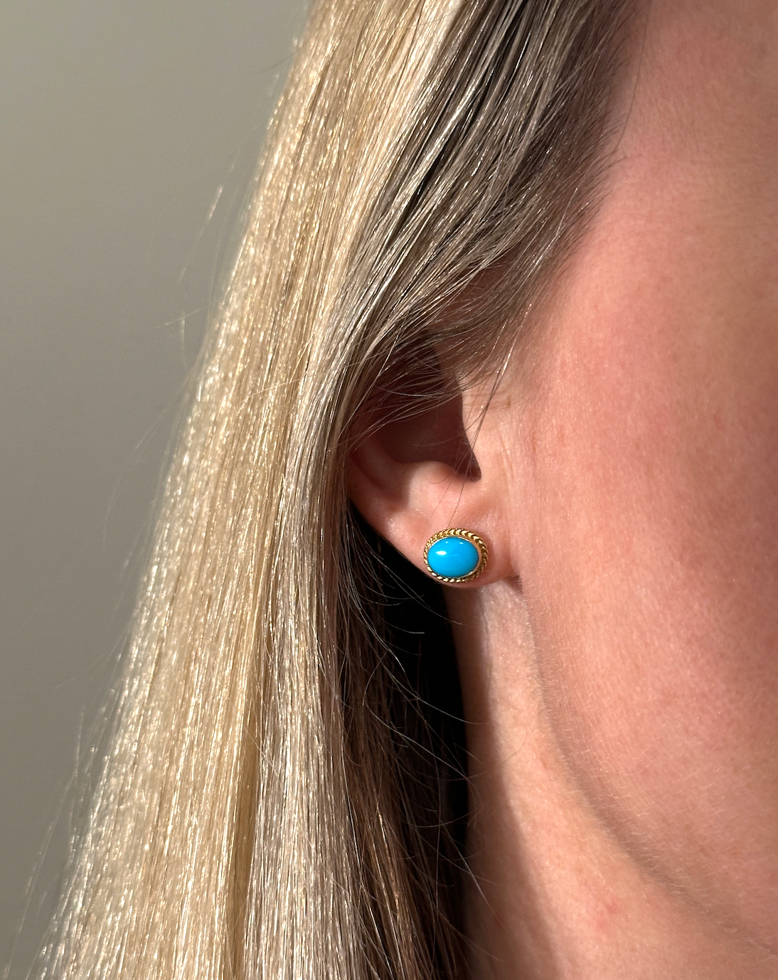 Turquoise Oval Studs with Rope Detail