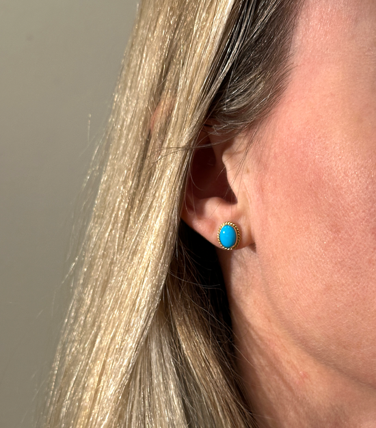 Turquoise Oval Studs with Rope Detail