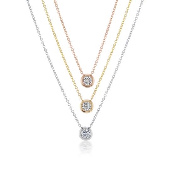 Quarter Carat Diamond Solitaire Bezel Necklace