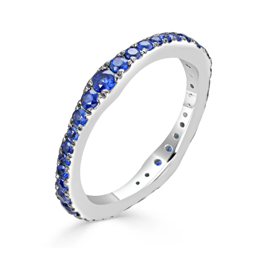 Blue Sapphire Wave Ring