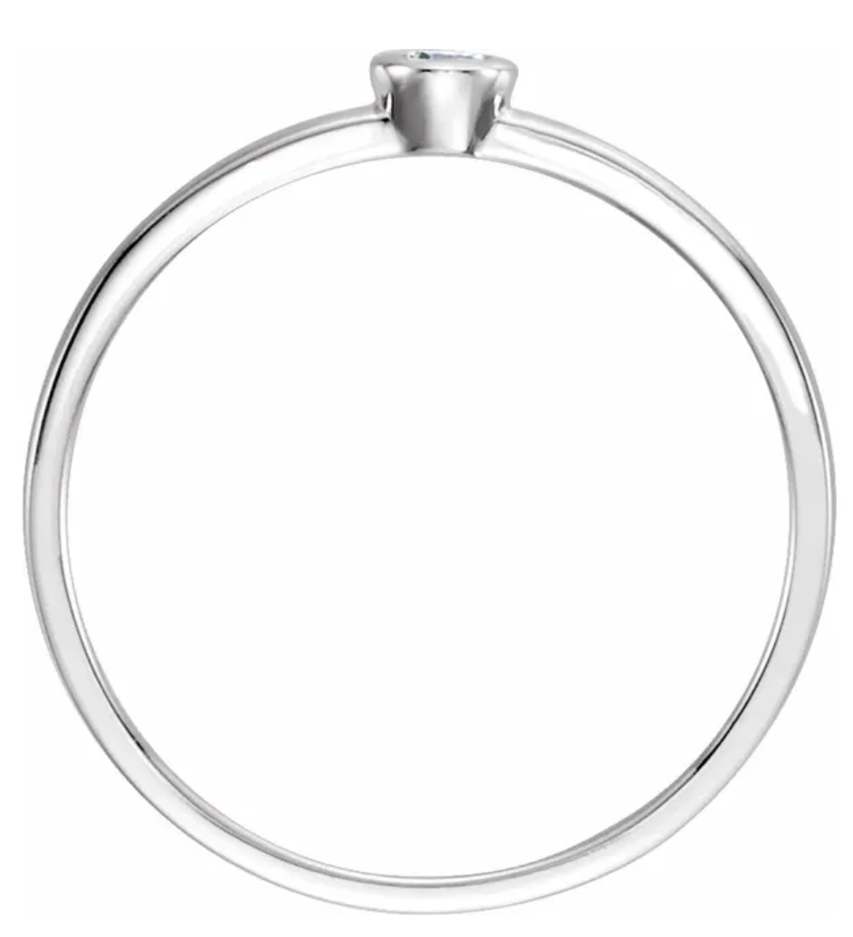 Petite Diamond Bezel Set Stackable Ring in White Gold