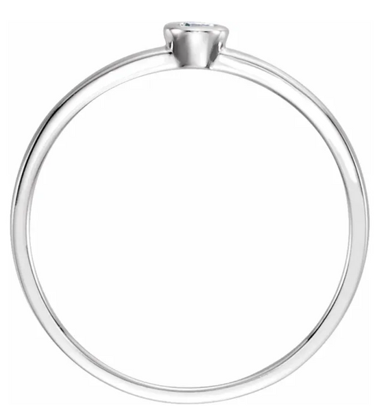 Petite Diamond Bezel Set Stackable Ring in White Gold