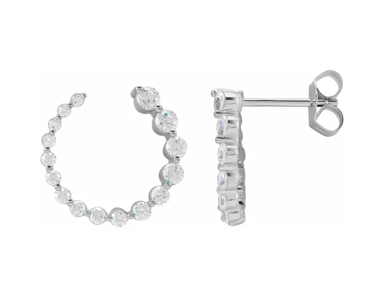 Diamond Sideways Hoops with Natural Diamonds