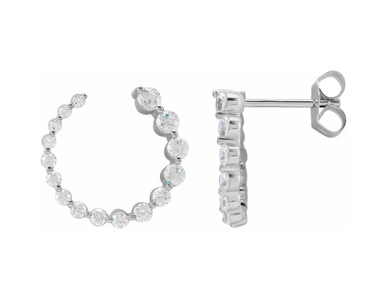 Diamond Sideways Hoops with Natural Diamonds