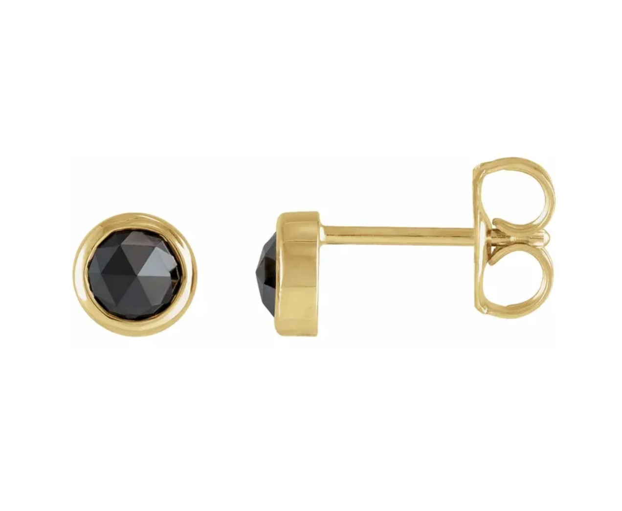 Black Diamond Bezel Set Stud Earrings