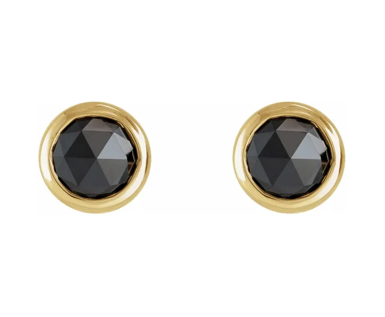 Black Diamond Bezel Set Stud Earrings