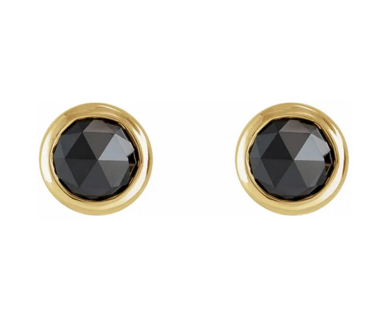 Black Diamond Bezel Set Stud Earrings