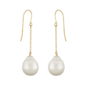 Load image into Gallery viewer, Baroque Pearl Drop Chain Earring
