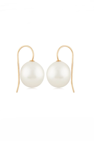 Baroque Pearl Drop Earrings in Yellow Gold