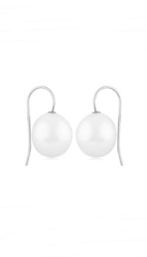 Baroque Pearl Drop Earrings in White Gold