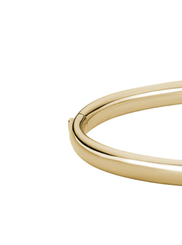 Stackable Rounded Hinged Bangle in 14k Yellow Gold - 5mm width