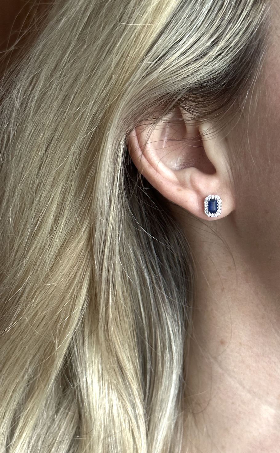 Diamond and 2025 sapphire stud earrings