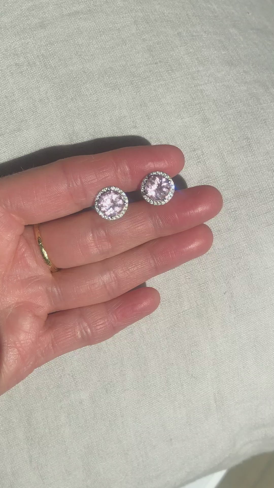 Load and play video in Gallery viewer, Morganite and Diamond Stud Earrings
