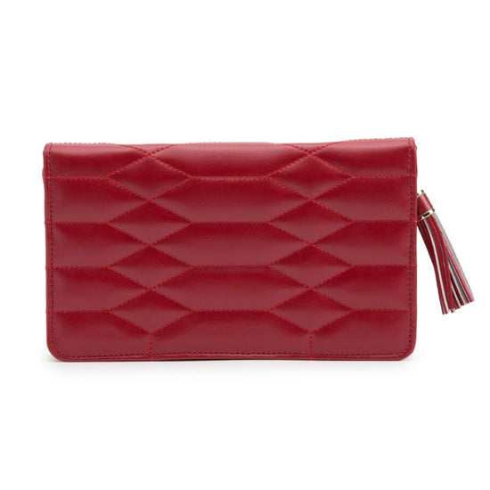 Load image into Gallery viewer, Red Leather Travel Jewelry Zip Portfolio Case
