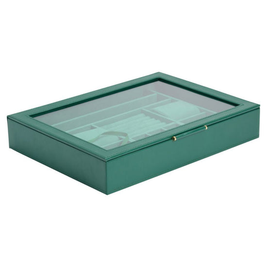 Emerald Green Leather Jewelry Box with Window