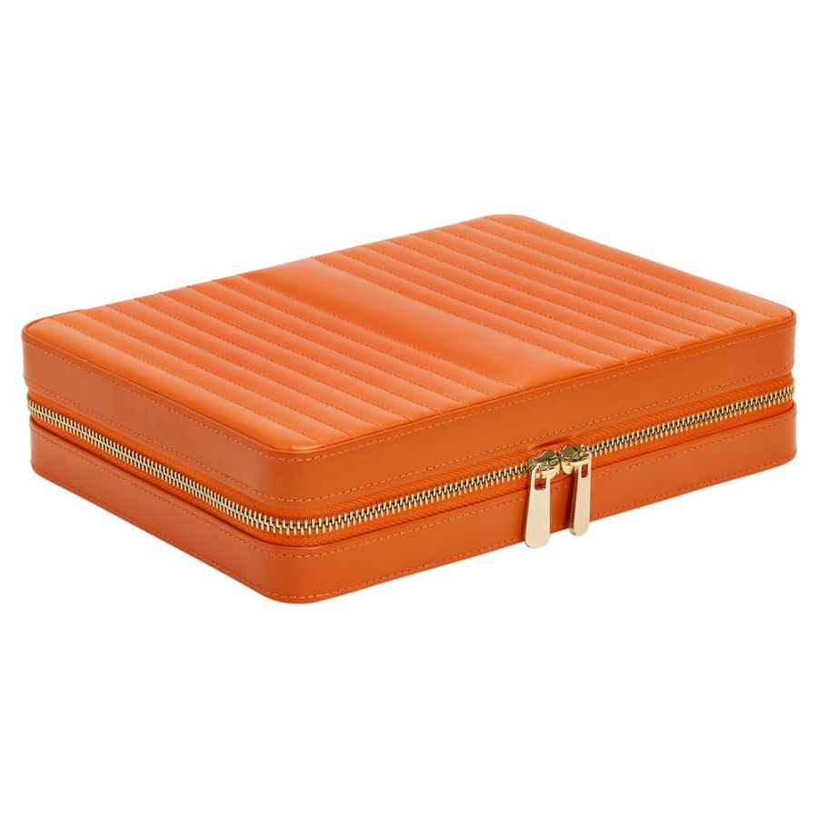 Orange Large Leather Travel Jewelry Case