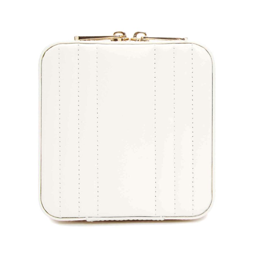 Load image into Gallery viewer, White Leather Travel Jewelry Zip Case
