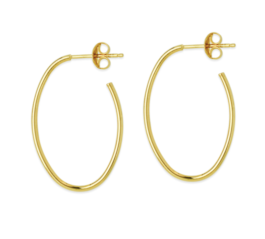 Load image into Gallery viewer, Solid Gold Oval Hoops
