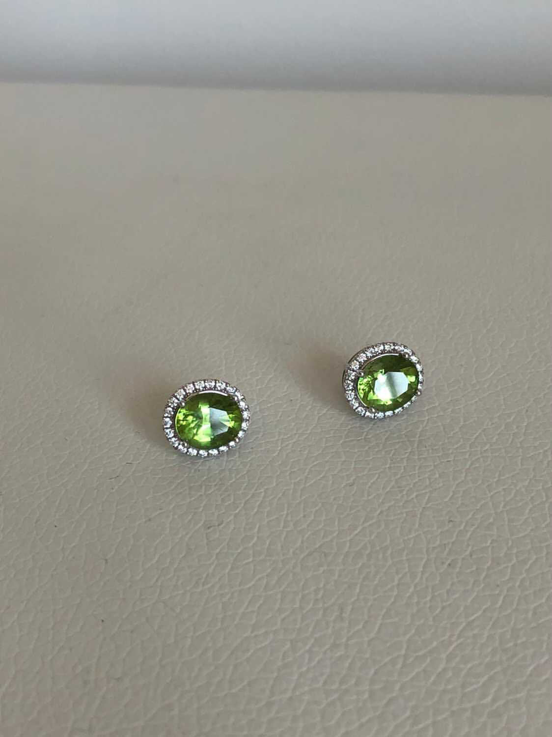 Peridot and Diamond Stud Earrings