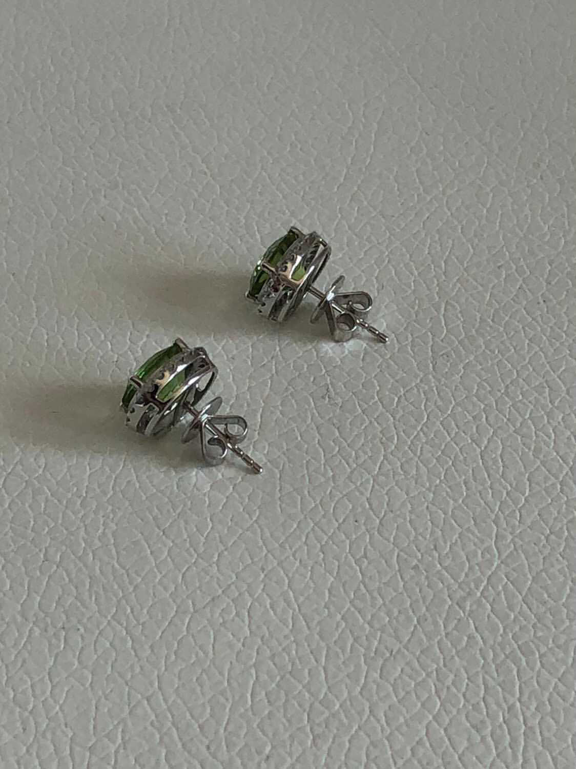 Peridot and Diamond Stud Earrings