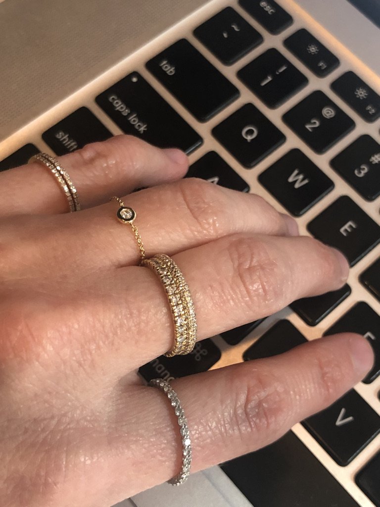 Diamond Bezel Chain Ring