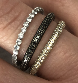 Diamond 3 Row Eternity Pave Stackable Band in 18k - White or Yellow Gold