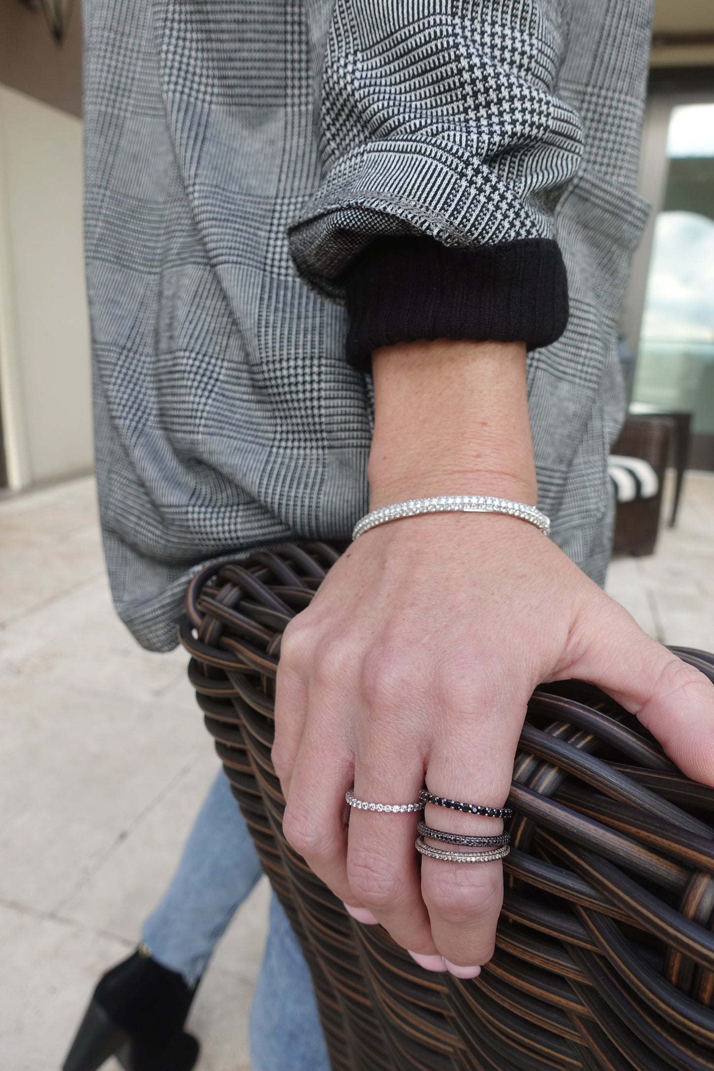 Black Sapphire Stackable Eternity Band 18k Black Rhodium Gold