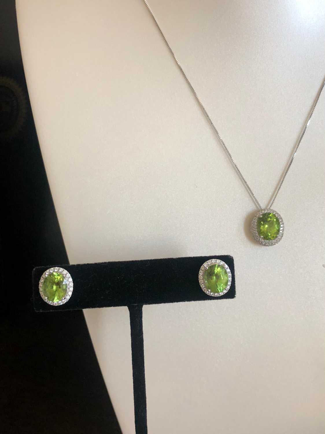 Peridot and Diamond Stud Earrings